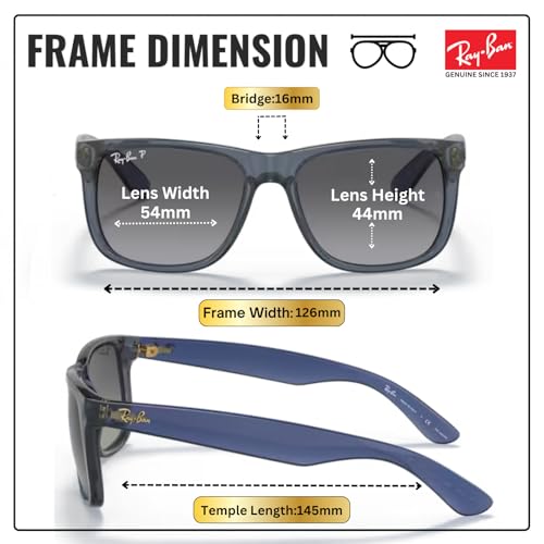 Image of Ray-Ban RB4165 JUSTIN CLASSIC Square Shaped Sunglasses for Men with Official RAYBAN Eyewear Kit