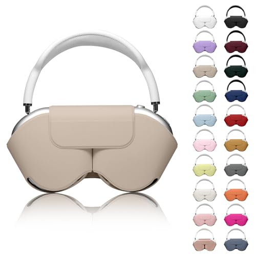 Youtec Schutzhülle für Apple Airpods Max, Smart-Schutzhülle, Zubehör mit Schlafmodus, hergestellt aus PU-Leder, Original-Ersatz-Tragetasche für Airpod Pro Max Kopfhörer, hautfarben