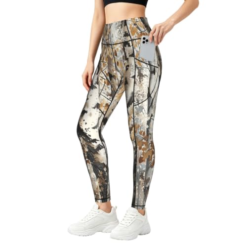 Pantalones de yoga de camuflaje opacos con bolsillos White Trees