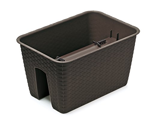Balkonkasten Umbra Braun 40x27x22,5 Rattan Optik Blumenkasten Geländertopf...