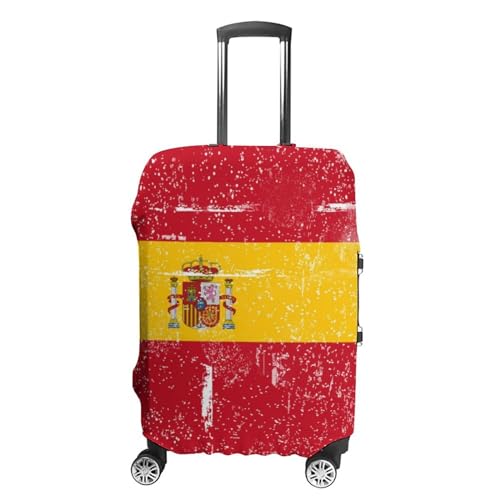 Retro White Spain Flag Travel Suitcase Protector Luggage Cover Protective Washable Anti-scratch Baggage Cover, style