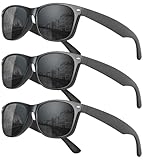 MEETSUN Classic Polarized Sunglasses for Women Men Trendy Retro Vintage Sun Glasses for Driving UV Protection 3 Pack Black