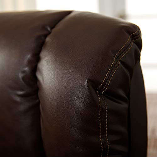La-Z-Boy Fairmont Big and Tall Executive Office Chair with Memory Foam Cushions, High-Back with Solid Wood Arms and Base, Bonded Leather, Big & Tall, Biscuit Brown