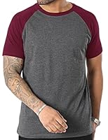 YCHSXAIZ Herren Casual Slim Fit Raglan Kontrast Baumwolle Kurzarm Baseball Jersey Tshirts Color Dunkelgrau-Weinrot Size M