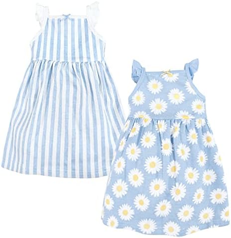 Hudson Baby Womens Cotton Dresses Casual Dress, Blue Daisy, 0-3 Months US