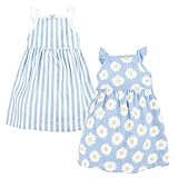 Hudson Baby Womens Cotton Dresses Casual Dress, Blue Daisy, 3T US