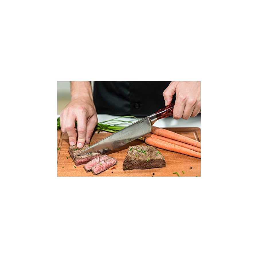 YEHOK-Chef-Knife-8-Inch-Professional-Kitchen-Knife-German-High-Carbon-Stainless-Steel-Ultra-Sharp-Blade-and-Ergonomic-Handle-for-Chopping-Slicing-Chefs-knives-with-Gift-Box YEHOK Chef Knife | 8 Inch Professional Kitchen Knife | German High Carbon Stainless Steel | Ultra Sharp Blade and Ergonomic Handle for Chopping, Slicing | Chef's knives with Gift Box