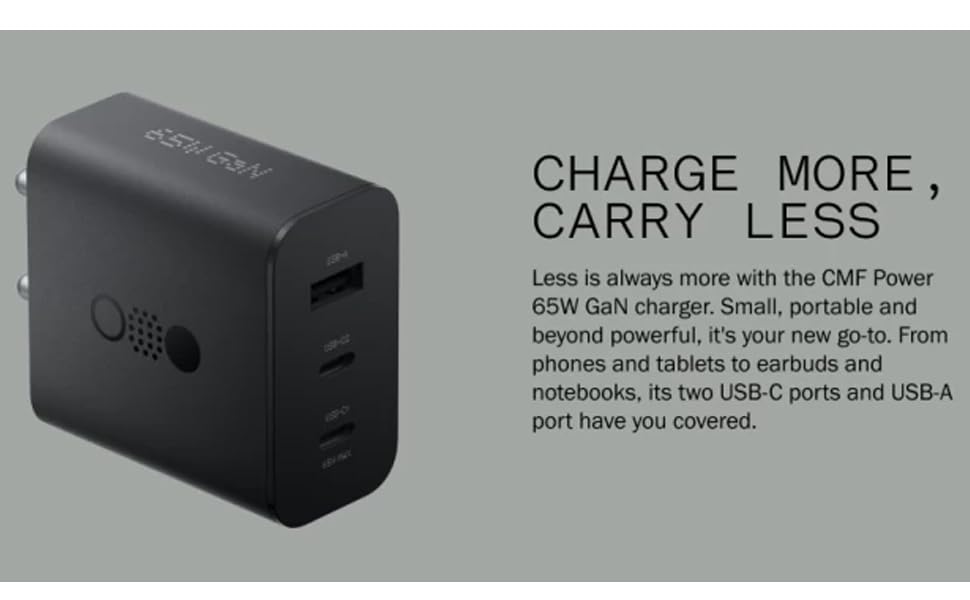 Image of CMF by Nothing 65W GaN Multiport Wall Charger Adapter with CMF Type C Cable -Black