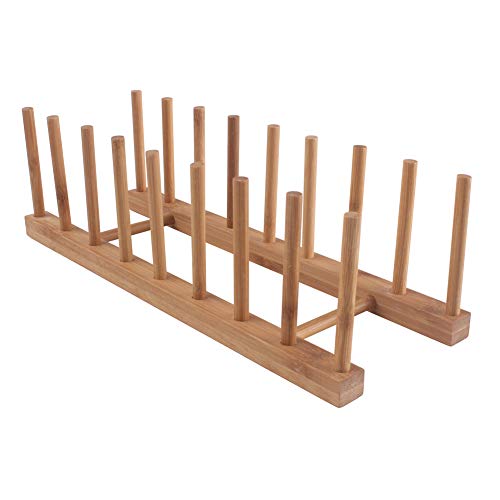 Z Zicome 8-Slots Bamboo Wooden Dish Rack Plate Rack Stand Pot Lid Holder
