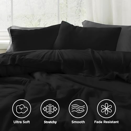 EnvioHome 100% Cotton Jersey Knit Twin XL Sheet Set - 3 Piece, Ultra Soft T-Shirt Feel, All Season, Breathable Twin XL Sheets, Snug Fit (Deep: 15") - Black by EnvioHome - Image 3