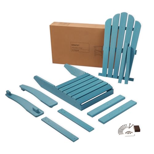 Image of Psilvam Classic Adirondack Chair, Standard-Sized Poly Lumber Fire Pit Chair, 350Lbs Support Weather Resistant Patio Chairs for Garden, Party, Beach(Blue)