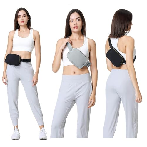 Image of VOROLO Fanny Pack For Women And Men Crossbody Bag Belt Bag Light Grey