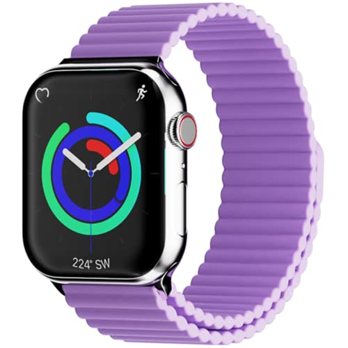 Image of HeiKe Magnetic Silicone Band for Apple Watch Band 49mm 46mm 45mm 44mm 42mm 41mm 40mm 38mm for Men Women,Sport Loop iWatch Wristband Strap for Apple Watch Ultra 3 2 1 SE Series 11 10 9 8 7 6 5 4 3 2 1