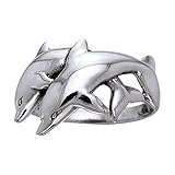 Sterling Silver Playing Twin Dolphins Ocean Nautical Ring Size 6(Sizes 5,6,7,8,9,10,11,12,13,14)