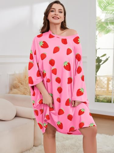 Plus Size Moo Moos for Women Oversized Sleep Shirts for Women Oversized Nightgown with Pocket Fit S-5XL2
