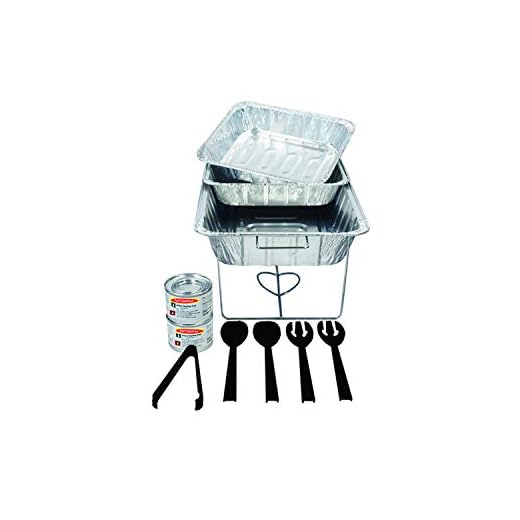 Party Essentials Buffet Party Banquet Serving Set with Chafing Rack, 11-Piece