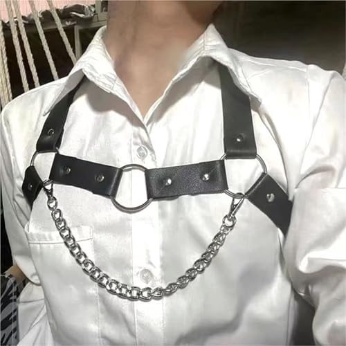 Men Punk Belts PU Leather Chest Belt Chain BDSM Lingerie Body Bondage Harness Cosplay Goth Belts Accessories2