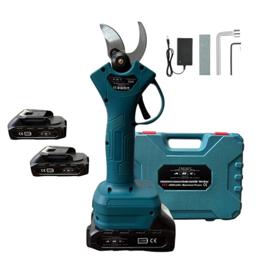 A.M.C. Forbice Da Potatura, Doppia Batteria, Cesoia Da Potatura Elettrica, Cesoie Per Giardinaggio, Forbice A Batteria - 5