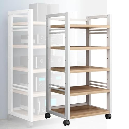 Modern Media Storage Cabinet, 4/5-tier Removable AV Media Stand CD Player Stand Stereo Component Storage Cabinet with Height Adjustable Wooden Shelf for Home/Office/Theater (Size : 50x40x100cm)