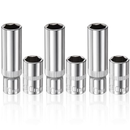 Bettinay 6 PCS 10mm Socket, 1/4-Inch Drive Deep and Shallow Impact Socket Set, 6 Point Design, Variety pack