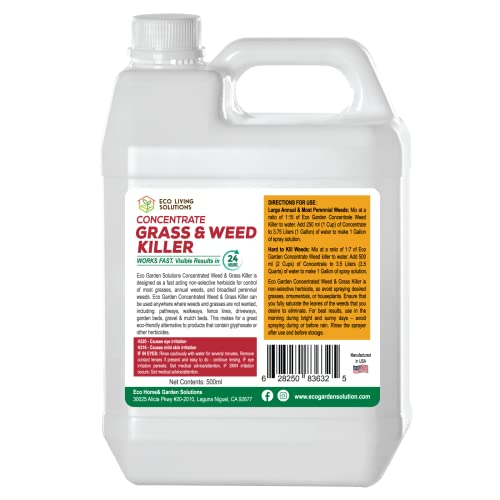Weed Killer Concentrate - Eco Living Solutions Weed Killer Spray | Pet Safe Weed Killer | Organic Weed And Grass Killer | Moss Killer | Crabgrass & Dandelion Killer | Glyphosate Free Herbicide #TOP7