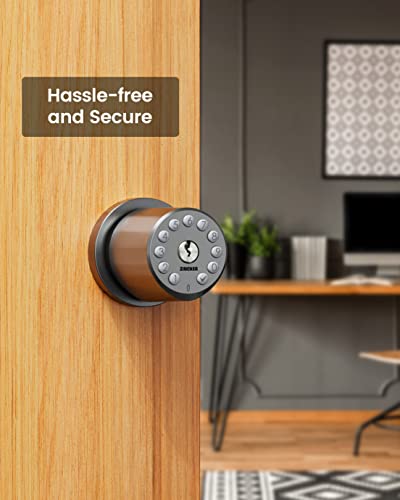Zincker Door Knob With Keypad Lock Interior Keyless Child Proof Electronic Pin Code Door Knob 5S Auto-Lock For Bedroom Apartment Garage Office Security Space Gray #TOP4