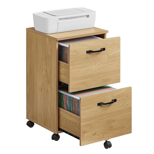 Image of VASAGLE 2-Drawer File Cabinet, Small Rolling Filing Cabinet | Printer Stand, for A4, Letter-Size Documents, Home Office, Assembly Required, Straw Yellow, CUSTOS Collection UOFC040Y70