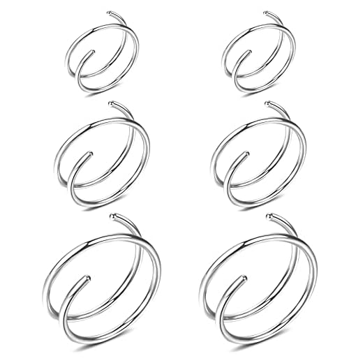 KWUNCCI 18G Double Hoop Earrings for Single Piercing Faux Double Piercing Earrings Spiral Earrings Twist Earrings Cartilage Hoop Earring Double Earrings for One Hole Nap Earrings small hoop earrings for Women