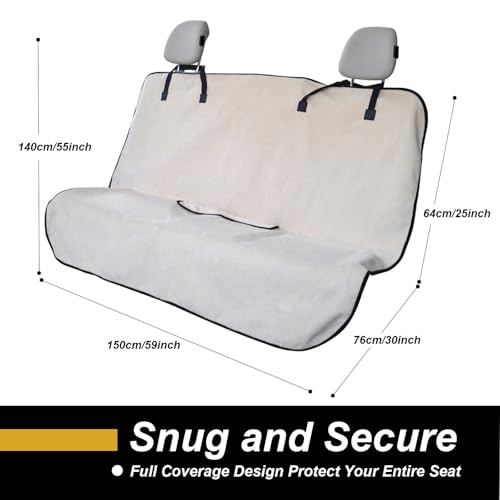 Image of Back Seat Cover for Car Trucks Van SUV Jeep,Waterproof Rear Bench Towel Seat Covers for Dogs and Kids,Automotive Backseat Protector (Off-White)