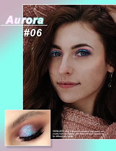 Hanlady Chameleon Eyeshadow Liquid Glitter Eye Makeup, Glitter Eyeshadow Intense Color Shifting Long Lasting With No Creasing, Quicky Dry & High Pigmented Shimmer Eye Shadow, 1+3+6 #TOP3