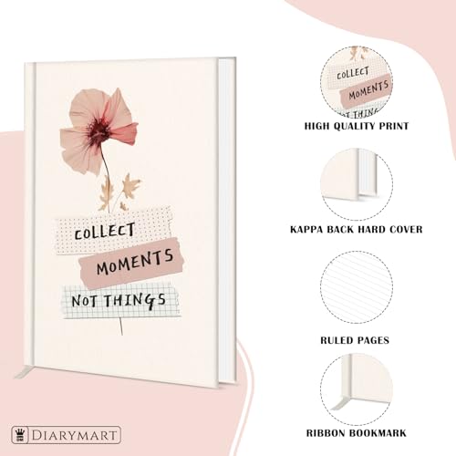 Image of Hard Bound Notebook for Girls & Women | A5 Ruled Journal | 192 Pages | 80 GSM Premium Paper | Designer Laminated Cover | Ribbon Bookmark | Notebook for School, College, Office, Journaling & Note Taking (DM4005)