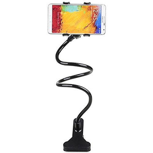 GINY Soporte Universal Giratorio Universal para teléfono móvil Soporte de Clip para teléfono Largo Flexible con Brazo Largo Flexible-Negro