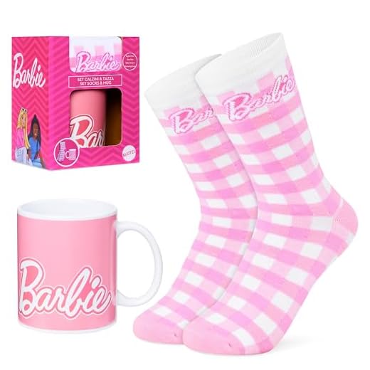 Barbie Set regalo tazza e polpaccio, per donne e ragazze, carino, tazza ceramica 312 ml, calzini morbidi per fidanzata o moglie, regali compleanno