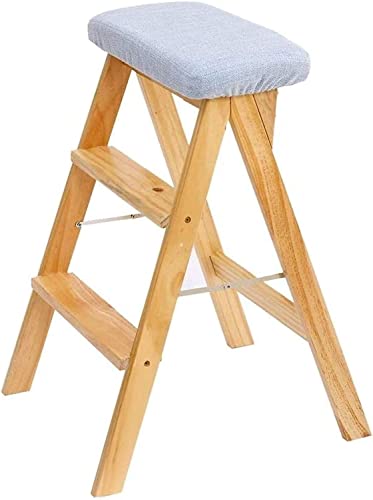 Portable Step Stool Simple Family Stool - Wooden Adult Folding Step/Ladder Stool For Adults For Living Room Bedroom Kitchen, Solid Wood Two-Step Pedal Indoor Multi-Purpose Househol #TOP16