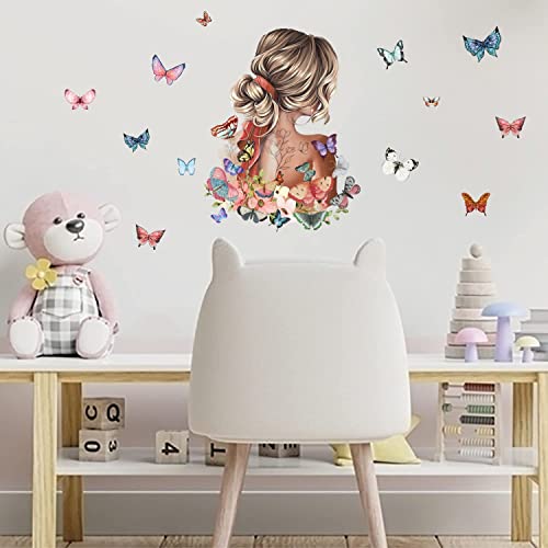 Toarti Inspirational Quotes Wall Sticker,Beautiful Girl With Butterfly Stickers,Motivational Gift For Women,Positive Attitude Wall Decal For Girls Bedroom Decoration #TOP2