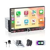 7“Single Din Radio with Apple CarPlay & Android Auto, UHD Single Din Touchscreen Car Radio, Car Stereo with 1080P Backup Camera, Mirror Link, Bluetooth 5.3, GPS, AM&FM, Fast Charging, EQ, SWC
