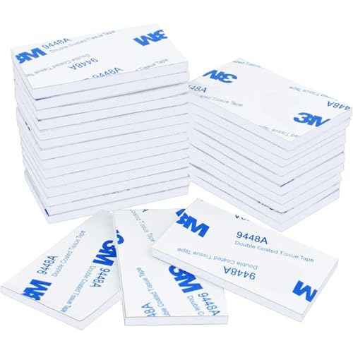 50pcs Double Sided Heavy Duty Sticky Pads 3mm Thick Mounting Pads for Walls Floor Plastics Glasses (White 50x30mm)