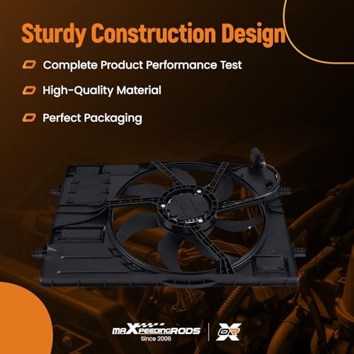 Image of maXpeedingrods Engine Radiator Cooling Fan Assembly for Audi A3 2015-2020, for Volkswagen e-Golf /Golf 2015-2019 SportWagen 2015-2018, for Volkswagen Jetta 2019, for Audi S3 Volkswagen GTI 5Q0121203CL