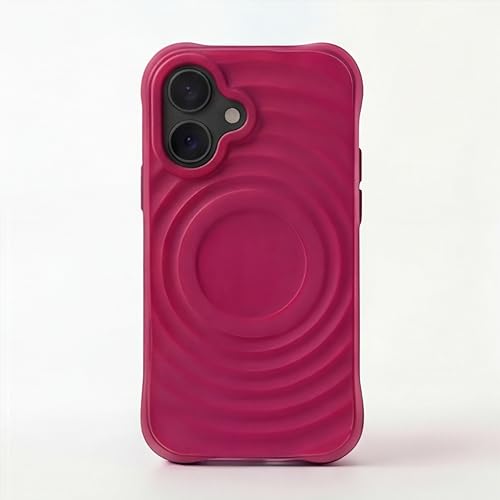 Image of amazon basics Shockproof Case for iPhone 16 | Ripple Pattern | Camera Protection | Protective Cover with Enhanced Grip & Wireless Charging Support - Maroon Red