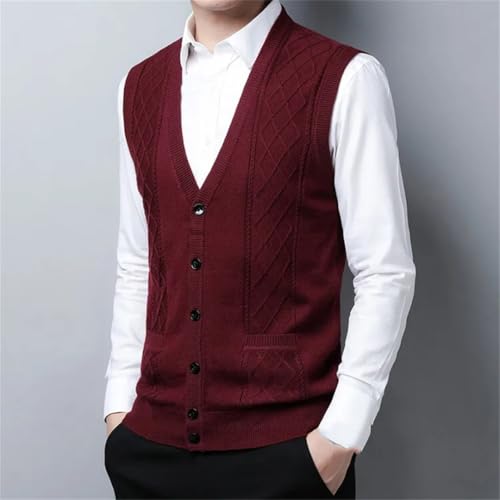 Men's Knitted Sweater Vest Fall Winter Casual V-Neck Button Front Cardigan Waistcoat for Layering 6