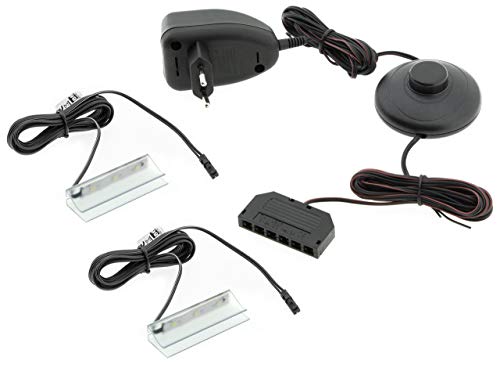 Preisvergleich Produktbild LED Glasbodenbeleuchtung 2er / 4er / 6er Set LED Clips LED Vitrinenbeleuchtung Schrankbeleuchtung Blau Kaltweiss inkl. LED Netzteil 230V (2er Set - Blau)