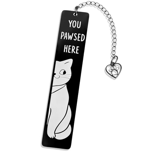 Tyqour Katzen Lesezeichen Damen, Metall Lesezeichen für Buchliebhaber, Personalisierte Lesezeiche Mädchen Buchzubehör mit Katzen Anhänger Bookmark Weihnachtsgeschenke für Buchliebhaber Studenten