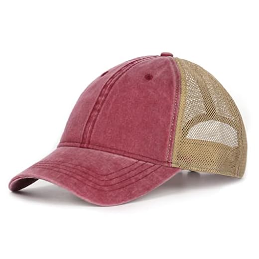 Zylioo Washed Trucker Caps Hats for Big Heads XXL Mesh Running Caps Large Vintage Baseball Cap Oversized Sport Hats Fit 23.5"-25.5" Wine Red