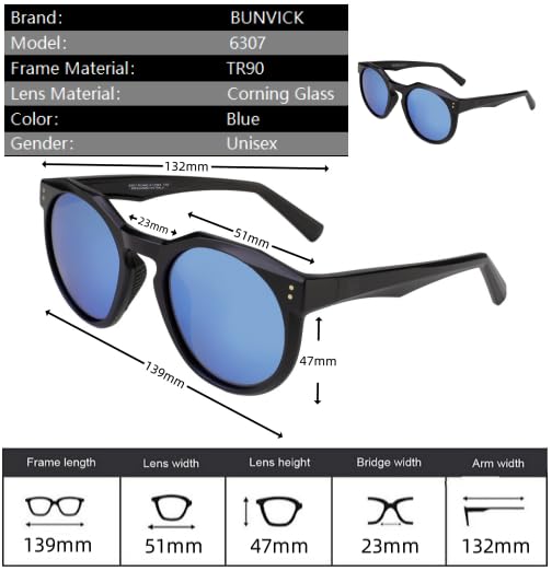 Image of Polarized HD Genuine Glass Sunglasses for Men and Women, Italian Design, Anti-Glare,UV400,Corning True Glass Lenses