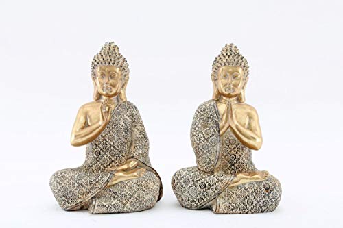 Image of SIL Antique Gold Sitting Thai Buddha Figurine Choice of 2 (Only one supplied)