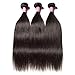 BuLaDou 10A Brazilian Straight Hair Weave Bundles 14 16 18inch Sew in Hair Extensions 100% Unprocessed Remy Human Hair Weft Pack of 3 Natural Color
