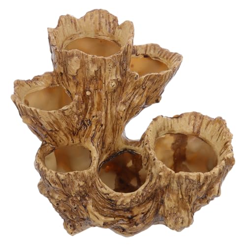SHINEOFI Pot de Fleurs Imitation Souche Bois Flotté 6 Trous pour Succulentes et Cactus, Résine...