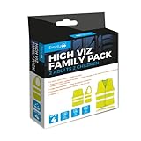 Simply SHV4 High Viz Vest Family Pack – 2 Adults & 2 Children – European Safety Compliant – Durable Material – Hook & Loop Fastening – Washable