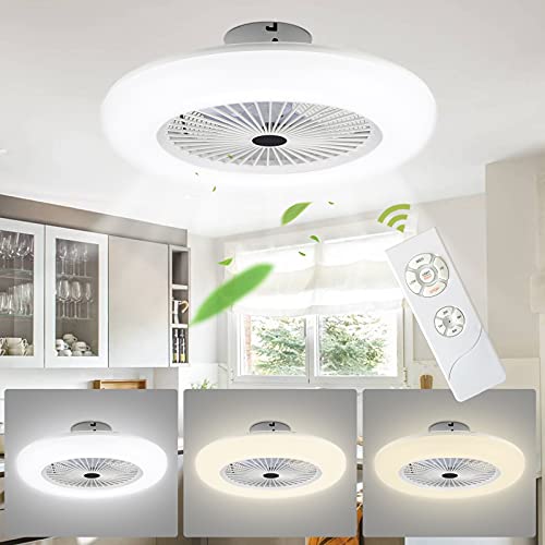 Cecaylie - Ventilador de techo con iluminación, 80 W, iluminación del ventilador regulable y de color variable, ajuste versátil de la hora para el salón dormitorio