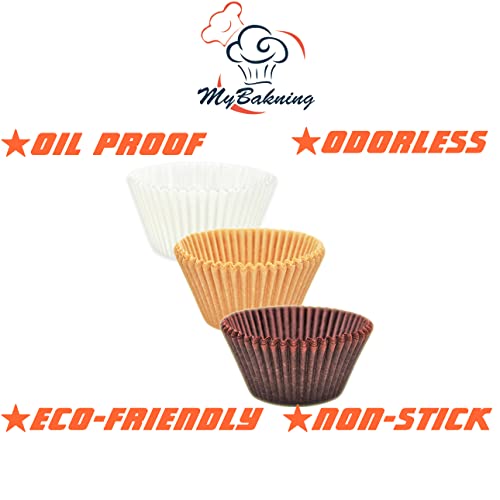 Mybakning Jumbo Size Extra Large White Brown Natural Cupcake Baking Cups 2-3/4"(Bottom) X2"(Deep) Paper Muffin Liners, 120 Pcs Per Case #TOP5